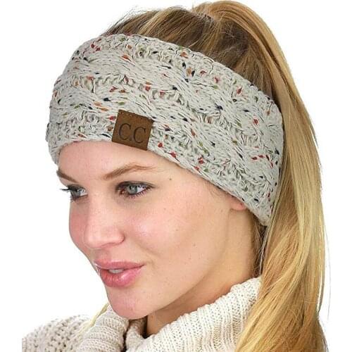 Knitted Hair with Wool Mixed Color Point Yarn Headband C Head Cap Autumn and Winter Empty Hat Ladies Twist Hair Accessories