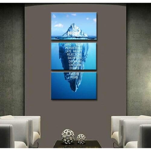 Success Inspiration Themed Wall Art Iceberg Canvas Print Artwork Painting Print on Canvas Poster for Home and Office Decoration