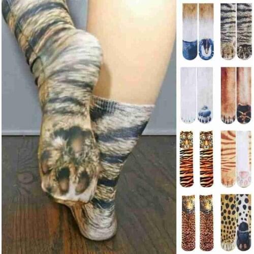 High Quality Cotton Leopard Socks Mans Funny Animal Printed Sock Man Winter Warm Cute Casual Happy Floor Slipper Indoor Sock