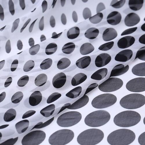 Geometric Dot Natural Silk Georgette Fabric Thin See Through Beach Skirt Dress Scarf Fabric