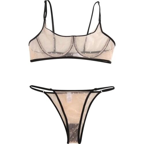 Women Lingerie Set Women Lace Underwire Sexy Perspective Two-piece Set ensemble soutien gorge culotte W