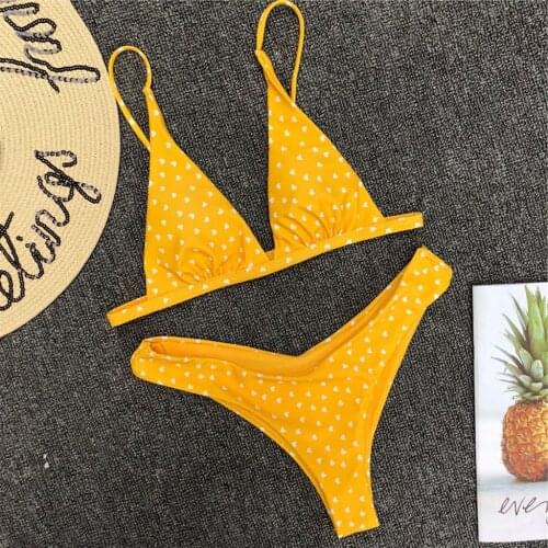Lovely Sweet Heart Bikini Red Yellow Black Swimsuits Sexy Push Up Swimwear Women Swimsuit Swim Bathing Suit Brazilian Bikini #Y