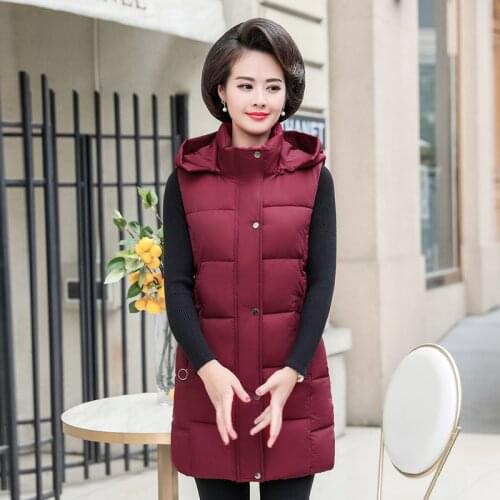 Womens Autumn Winter Long Vest Hooded Solid Zipper Pockets Ladies Plus Size Sleeveless Jacket Casual Waistcoat for Female 2021