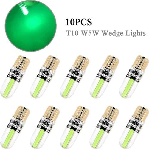 10 Pack T10 W5W 194 168 Silica Gel LED Bulbs Super Bright COB 12V Car Interior Lights With Canbus Wedge Side License Plate Light