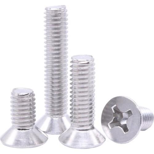100Pcs 2#-56 Stainless Steel 304 Phillips Countersunk Screws GB819 Cross Flat Head Fasten Screw Machine teeth Bolts Bolt