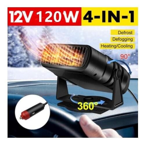 12V/24V Powerful Car Heater Portable 360 Adjustment Electric Heater Cooling Fan Air Purifier Windscreen Defogging Defrost