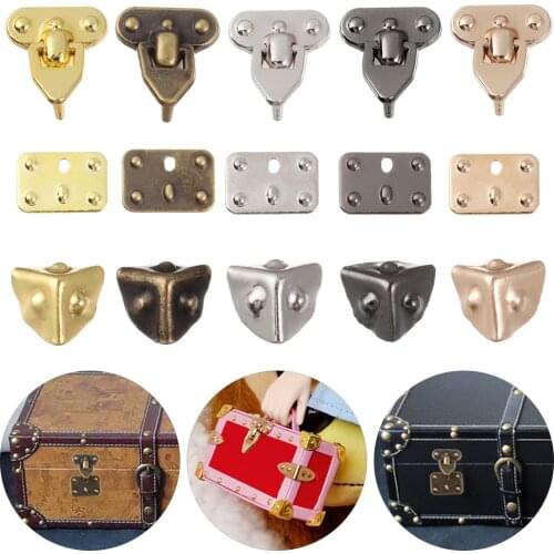 4Pcs Mini Metal Crafts DIY Manual Doll Bags Parts Doll Suitcase Box Case Corner Protector Luggage Trunk Lock Box Accessories