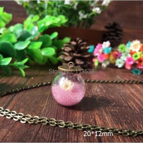 Free Ship! The factory price 20mm*12mm clear glass globe with antique bronze base set DIY vial pendant (The price no necklace)