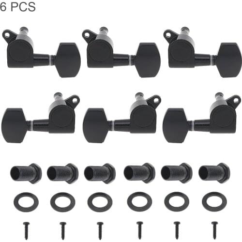 6pcs Black Guitar Tuning Pegs Tuner 3R+3L Square Head All Closed Machine Head for 40 / 41 Inch Acoustic Folk Guitars