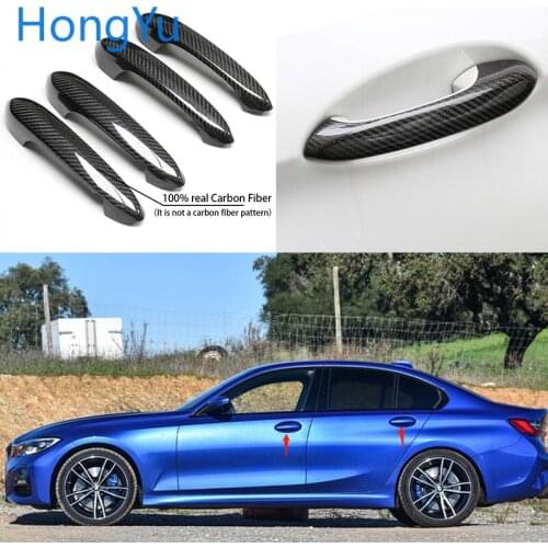 For BMW 3 series G20 320d 330i 40i 2019 2020 Auto Exterior Carbon Fiber Made Door Handle Cover Sticker Decorations Overlay Trim