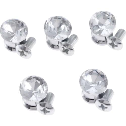 DRELD 5Pcs 12*15mm Diamond Crystal Glass Knobs Furniture Handles Cabinet Knobs and Handles Kitchen Drawer Wardrobe Door Pulls