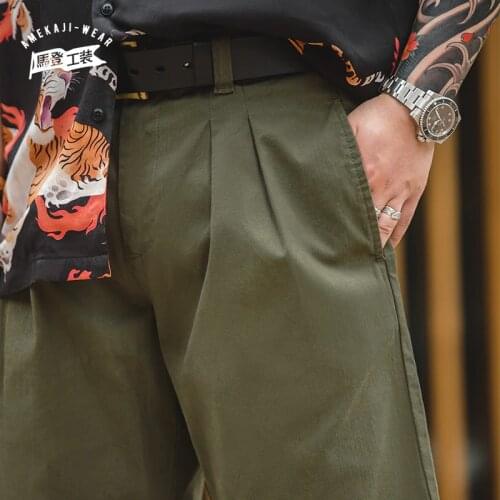 Maden Green M52 Cargo Joggers Shorts Men Loose Work Cotton Bigger Tactical Short Pants Casual Belt Overalls Man Clothing