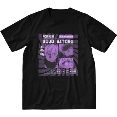 Male Satoru Gojo Jujutsu Kaisen T-Shirt Graphic Anime Manga Tshirt Short Sleeve Cool T Shirt Homme Cotton Tee Merch