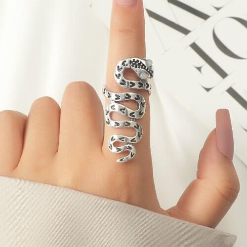 Retro Personality Snake-shaped Ring for Women Girls Simple Exaggerated Animal Punk Ring Metal Geometric Index Finger Ring Gifts