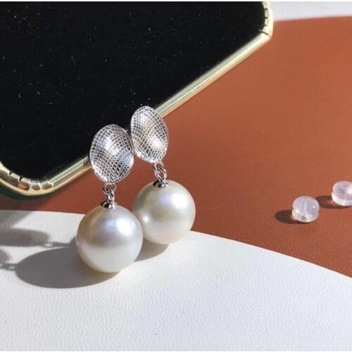Beautiful 925 Silver Earrings Findings Mountings Settings Jewelry Parts Fittings for Pearls Coral Jade Agate Beads Stones