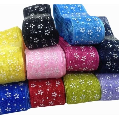Christmas 5yards /lot 1" Printed Organza Ribbons For Making Head Jewelry Wedding Party Decorative DIY Gift Box Wrapping