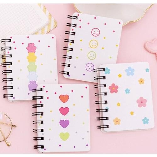Small Flower Flip Coil Notebook Students Mini Portable A7 Pockets Notebook