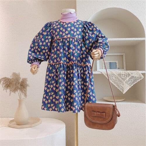 Melario Girl Spring Print Dresses Fashion Kids Long Sleeve Casual Dresses Children Clothes Flowers Outfits 3-7Y