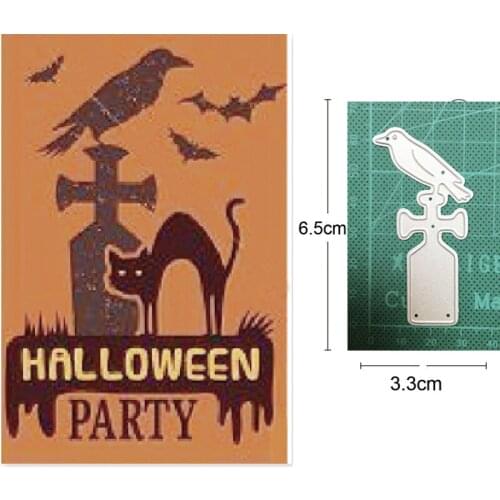 Metal cutting dies cut die mold Halloween dies Bird on Cross Tomb Scrapbook paper craft knife mould blade punch stencils dies