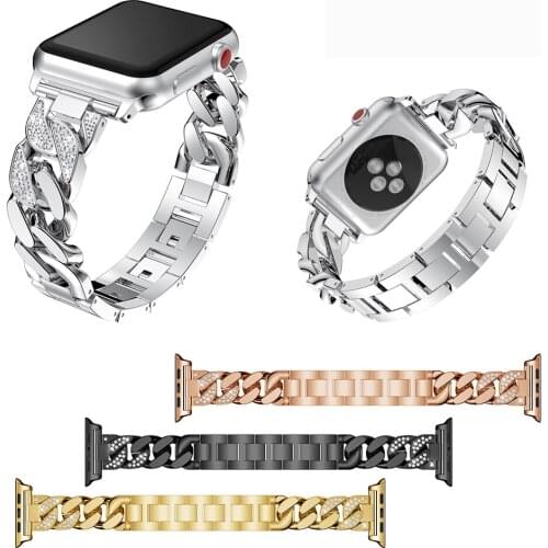 Metal Strap for Apple Watch SE 6 5 4 Band 40mm 44mm Diamond Stainless Steel Bracelet for iwatch series 3 2 38mm 42mm Watchband