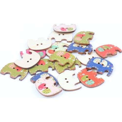 Natural Wooden Elephant Buttons For Clothing Handmade Letter Sewing Buttons Scrapbooking Crafts DIY 20PCs 23x30mm MT0712X-FD