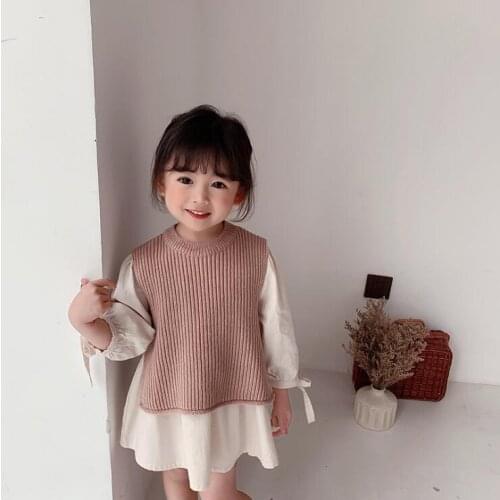2021 new girls knitted sweater cotton spring fashion girls vest sweaters 1-6 years YL342