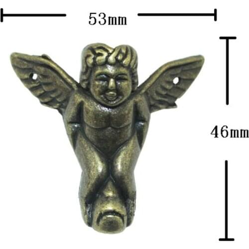 Wholesale Zinc Alloy Angel Footing,Decoration Legs,Vintage Wooden Box,Cabinet Corner,Bronze Tone Color,53*46mm,30Pcs