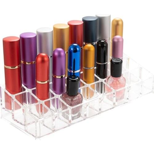 24 Slot Acrylic Makeup Organizer Cosmetic Storage Box Display Case Brush Lipstick Holder Tray Jewelry Box for Vanity Bathroom