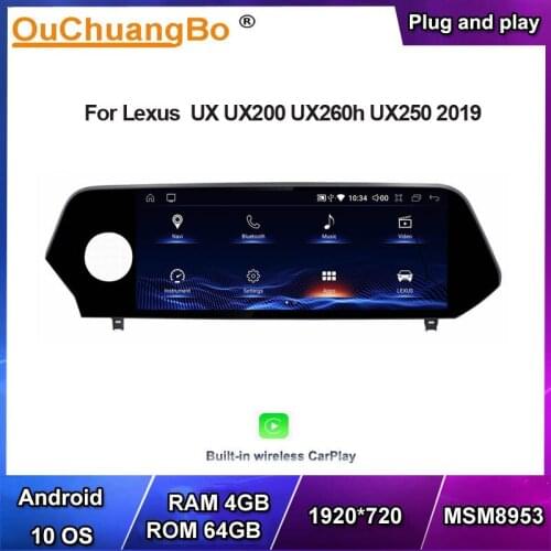Ouchuangbo 10.25 inch car stereo gps radio for UX UX200 UX260h UX250 2019 support 8 cores android 10 OS free map 4+64