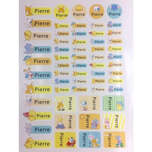 61Pcs Personalized Name Sticker Cute Animal Pattern Stickers Waterproof Custom Tag Label For Baby Water Bottle School Stationery