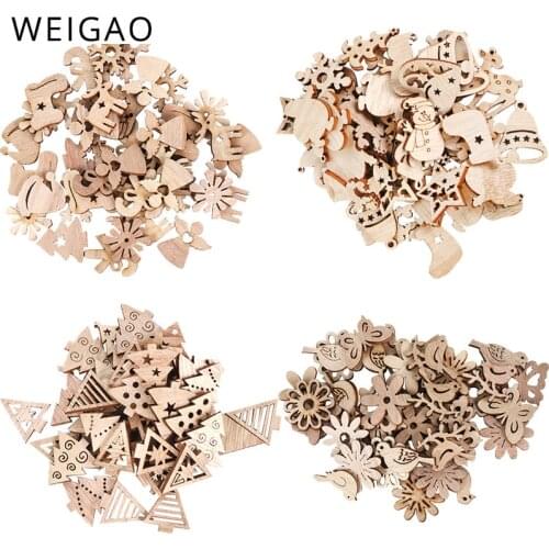 WEIGAO Creative Xmas Christmas Wooden Chip Pendants Ornaments Hanging Gifts Christmas Tree Ornaments Wood Craft Decorations