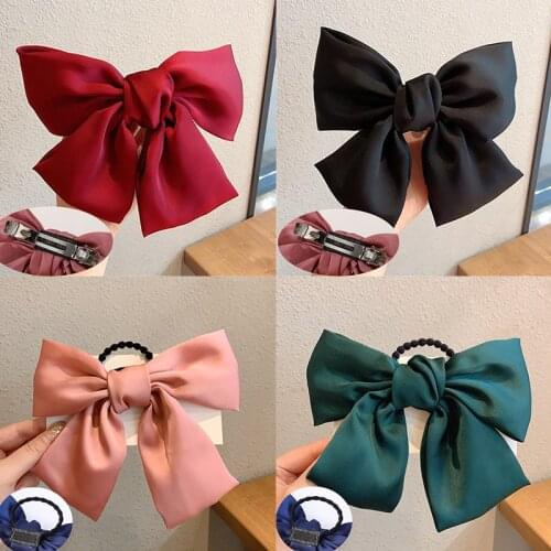 Fashion Bow-knot Floral Elastic Hair Band Scrunchies Big Bow Ribbon Hair Rubber bands For Women Girls Korean Hair Accessories