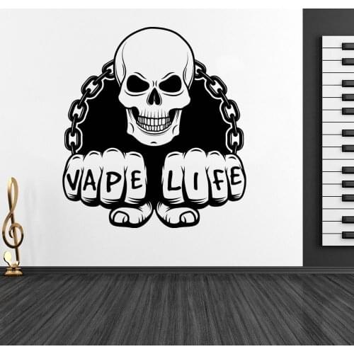 Vape Life Skeleton Silhouette Wall Art Decals Wall Vinyl Sticker Vape Store Logo For Vape Shop Decoration A001721