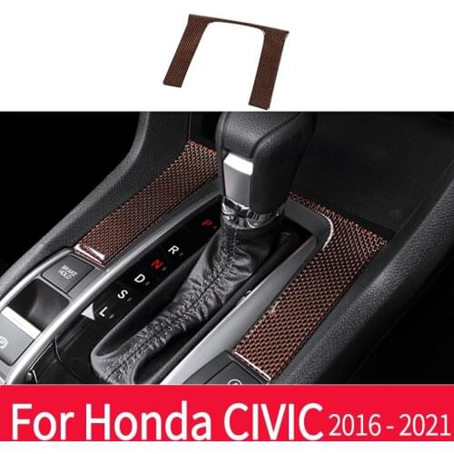 Replacement for Carbon Fiber Center Style Gear Panel Trim Shift Box Decoration Cover for Honda Civic 2021-2016 Automatic Transmi