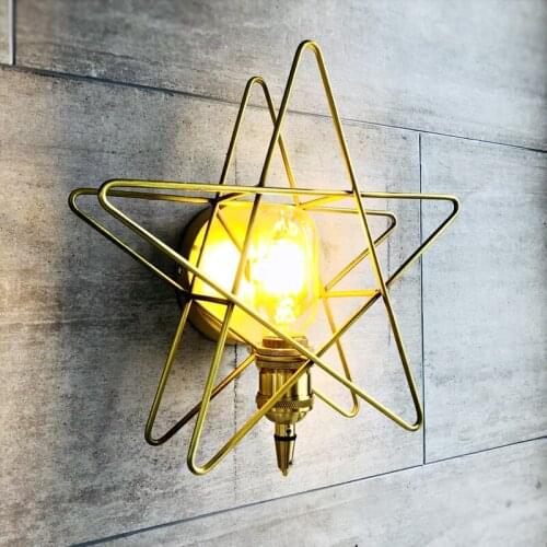 Nordic modern bedroom bedside wall lamp brass Star Lighting living room background wall balcony stairway entrance light