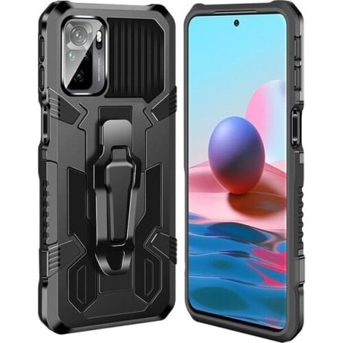 Belt Clip Heavy Duty Case For Xiaomi Redmi Note 10 Hard Phone Cover Redmi Note 10S Metal Holder Stand Protective Cover