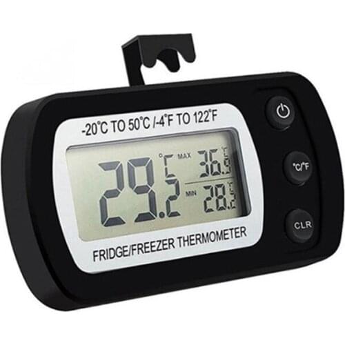 Waterproof Digital Refrigerator Thermometer Max/Min Record Function with Large LCD Display Magnet Hook
