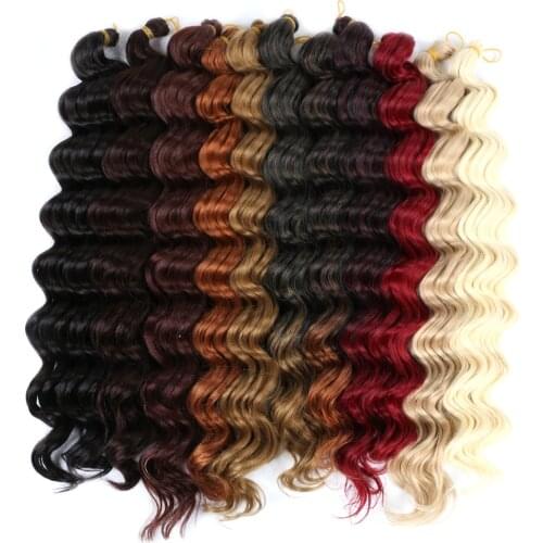 YiHan Deep Wave Bulk Hair High Temperature Fiber Synthetic Braiding Hair Brown Red Color Crochet Braids Hair Extensions
