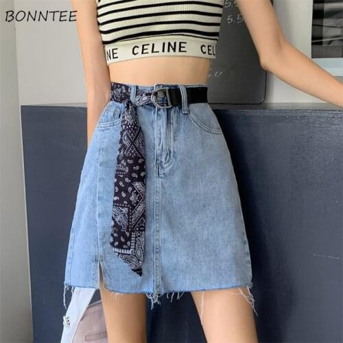 Skirts Women Sashes Mini All-match Trendy Summer Simple Korean Style A-line Casual Streetwear Solid Lady Basic Aesthetic Student