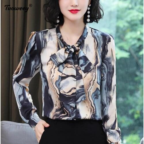 2021 Autumn Fashion Office ruffle Lady Plus Size Womens Blouse Print Pullover Long Sleeve Elegant Ladies Shirt Blusas Mujer