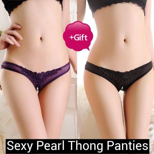 Lady Sexy Simple Private Temptation Pants Pearl G-String Womens Briefs Thongs Panties Sexy Underware For Women Couple