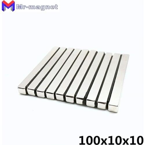 10pcs 100x10x10mm Super strong neo neodymium magnet 100x10x10, NdFeB magnet 100*10*10mm, 100mm x 10mm x 10mm magnets
