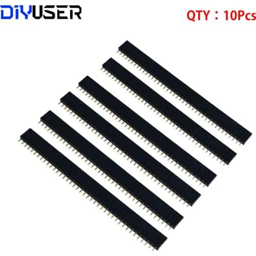 10pcs 40 Pin Single Row Straight Female Pin Header Connector Strip High Quality 2.54mm Black OH