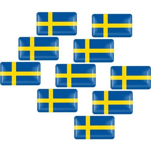 10Pcs Car Styling 3D Epoxy Sweden Flag Sticker Emblem Decal Badge For SE Cars Body Window Door for Volvo V70 XC60 S60 V60 V40