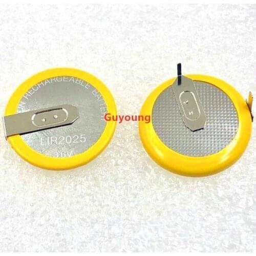 10PCS / LOT LIR2025 2025 90degrees pins Rechargeable battery for Automobile remote control key