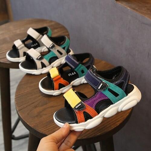 2021 Baby Summer Sandals 1-6 Years Boys Girls Shoes Soft Sole Toddler Beach Shoes Kids Leather Sandals Boys Casual Shoes 21-30