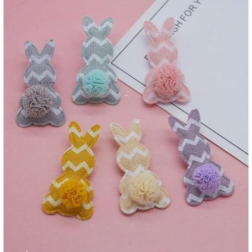 24pcs/lot 2.8*5cm stripe Felt Rabbit Pads Patches Appliques for Craft Clothes Sewing Supplies DIY Hair Clip Accessories