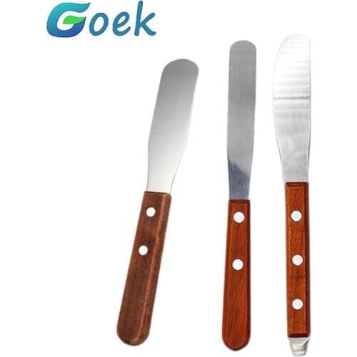 3pcs Dental spatula Gypsum wooden handle knife metal spatula plaster mixing knife Plaster Knives and Plaster Spatulas for Dental