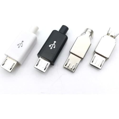 4/3 in 1 Micro USB Male plug connector 4 5pin Black/White welding Data OTG line interface DIY data cable accessories 1A/2A