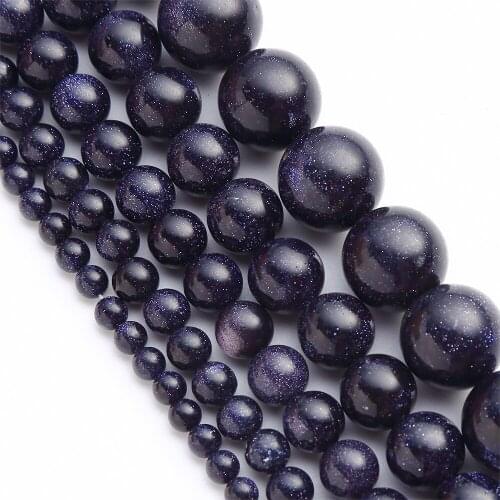 4 6 8 10 12mm Blue Sandstone Natural Stone Round Loose Beads DIY Making Bracelet Necklace Jewelry Accessories